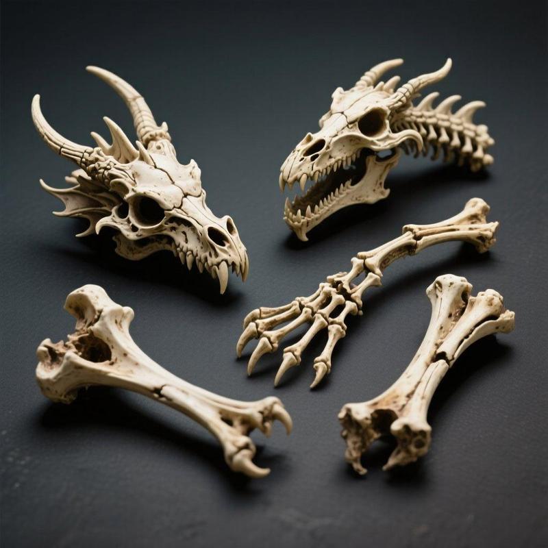 3D Printable Fantasy Fantasy Dragon Skull and Bones Set