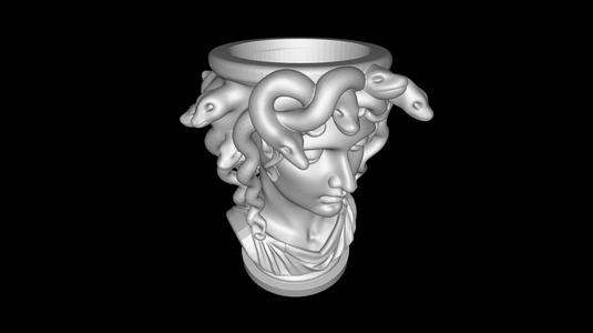 Medusa Bust Planter / Pen Holder - Mythic Gorgon Vase for 3D Printing