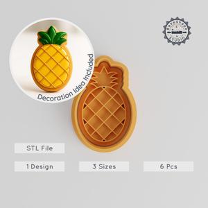 Pineapple Shape Cutter & Stamp, Cookie & Fondant Set, 3 Sizes, Tropical Fruit Design, Perfect for Baking & Decoration