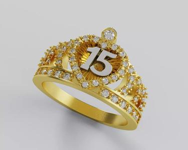 Ring 15 Years faceted heart - Anillo 15 Corazon Diamantado