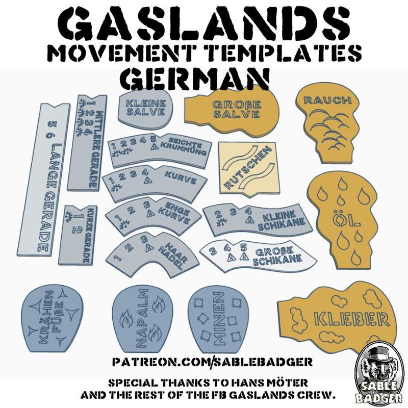 Gaslands - Movement Templates 2022 German