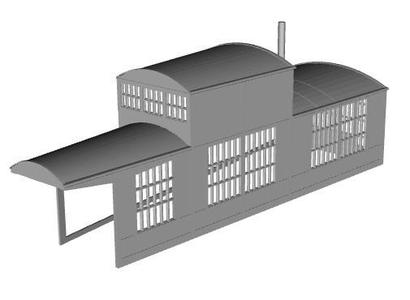 French Type G roundhouse building right end section 36 road type 1/160 scale