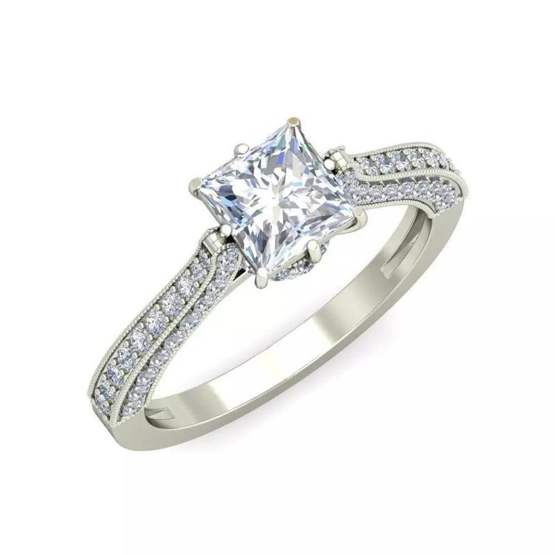Princess Ring With Side stone