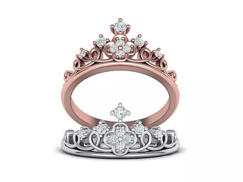 Princess Crown Ring Tiara ring 3dmodel  N10343