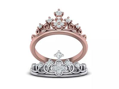 Princess Crown Ring Tiara ring 3dmodel  N10343