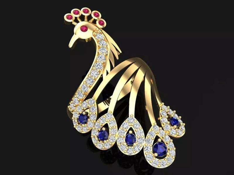 Peacock ring - Bird ring - Womens ring - N655
