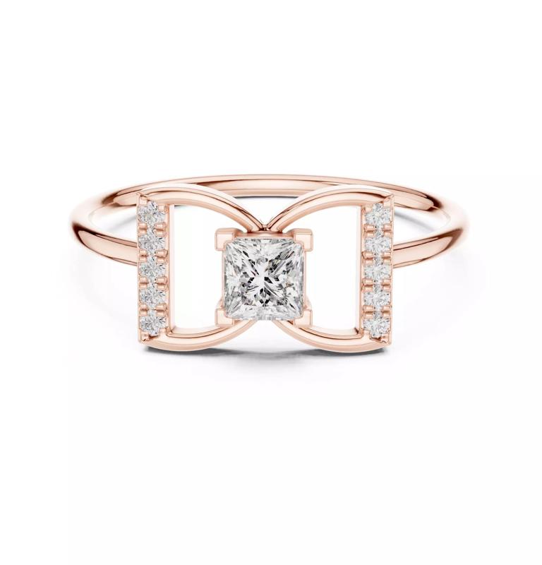 Princess Diamond Bow Shape Engagement Ring 3DM STL Video