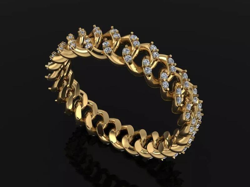 Cuban Link Diamond Band Ring SIZE 7