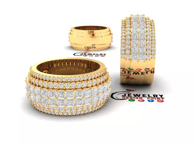 Custom Princess Cut Diamond Band - Eternity Diamond Ring