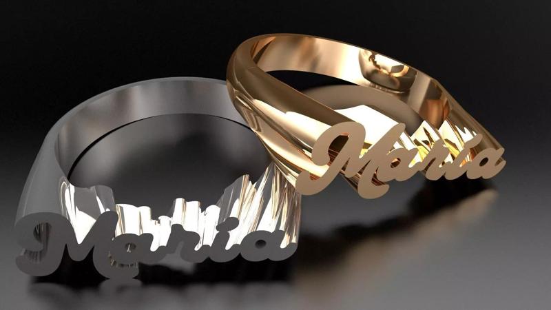 Custom Name Ring 3D Model  Maria  Printable Jewelry STL