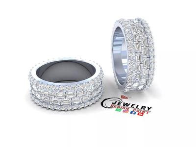 Custom Emerald Diamond Ring - Eternity Band - Diamond Ring