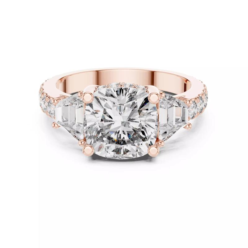 Cushion Trapezoid Diamond Engagement Wedding Ring 3DM STL Video