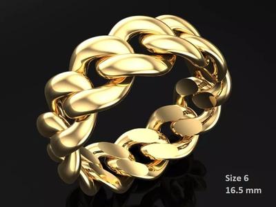 Chain ring - Miami Cuban ring - Link ring - Size 6 - N8531C