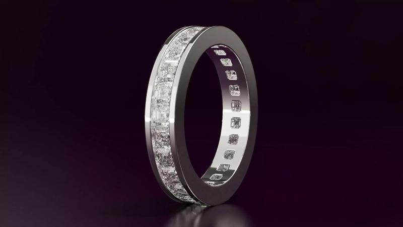 Channel Set Emerald Square Eternity Ring 295CT EU54