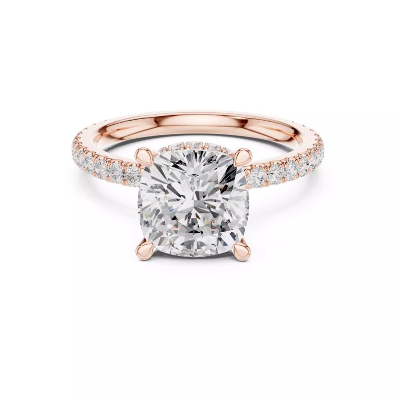 Cushion Diamond with Round Cut Double Halo Pave Ring Files Video