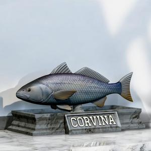 fish corvina / cilus gilberti statue detailed texture for 3d printing