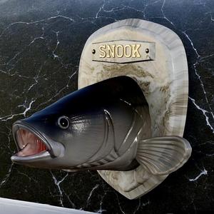 fish head trophy black snook / robalo / Centropomus nigrescens open mouth statue detailed texture for 3d printing