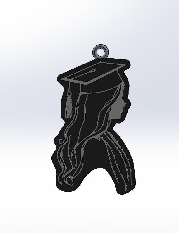 Graduation Girl Silhouette Keychain – 3D Printable Gift for Graduates