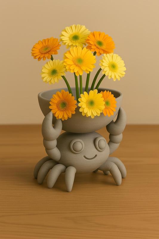Crab Flower Pot – Cute 3D Printed Planter with Coastal Charm STL