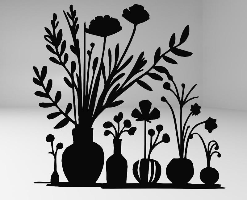 Floral Vases - Elegant Line Art