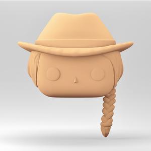 A female head in a POP style. Cowboy hat hairstyle. WH_8-5
