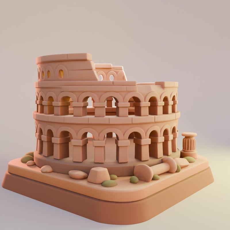 Rome Colosseum Cartoon – Decorative Sculpture of the Ancient Icon