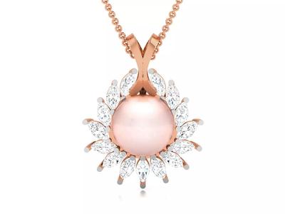 Women pearl pendant 3dm render detail