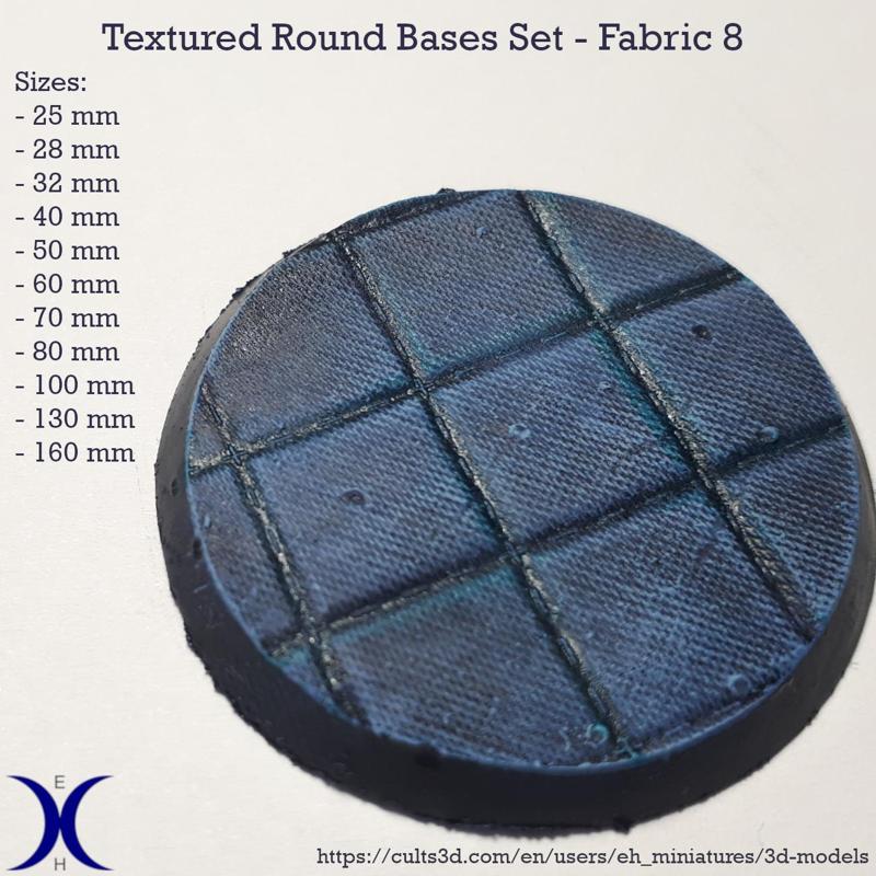 Round Bases Set – Fabric 8 Texture (25–160mm) | Perfect for Tabletop Wargames & RPG's