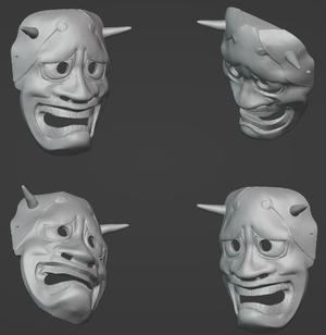 JAPANESE HANNAYA MASK 3D STL FILE | JAPANESE HANNAYA MASK DIGITAL FILE