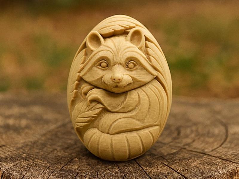 Playful Raccoon in an Egg