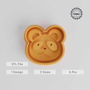 Panda Shape Cutter & Stamp Set, 6 Pieces, Cookie & Fondant, Animal Cute Design, Sizes S/M/L, Bamboo Bear Theme