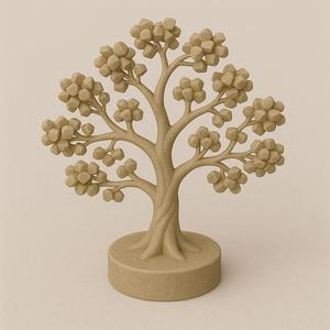3D Printable Decorative Crystal Tree | Chakra Bonsai Style STL with Base | Unique Home Décor Sculpture