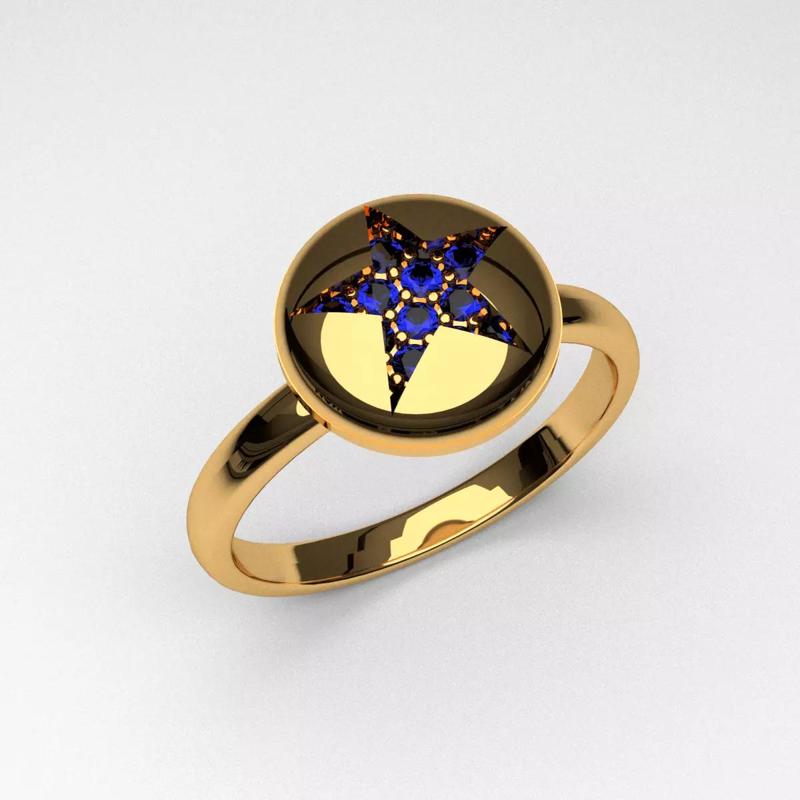 new star round diamond jewelry ring printable 3D print model