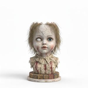 Eerie Vintage Doll Pencil Holder for Halloween - Spooky Desktop Organizer 3D Print