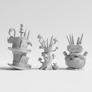Enchanted Desk Organizer Collection - Whimsical Fantasy Pencil Holders for 3D Printing