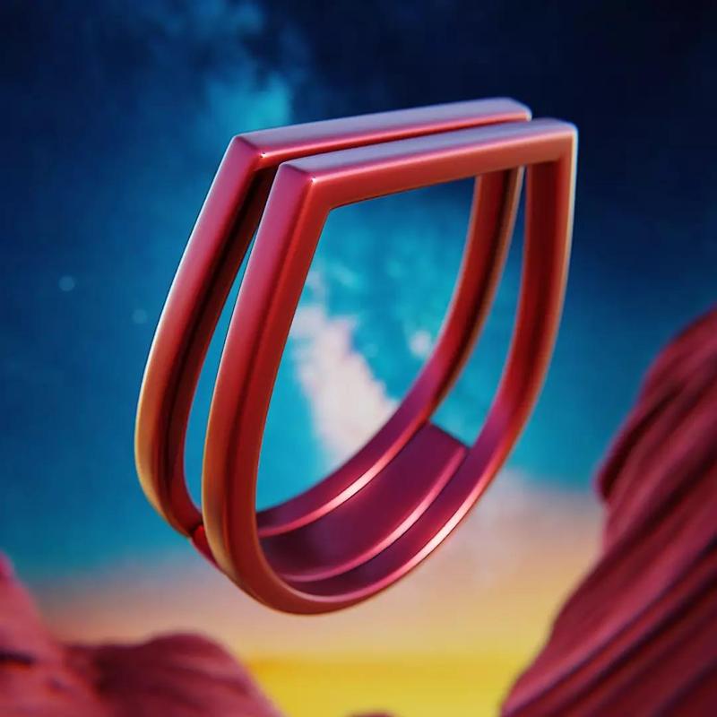 Twin-Frame Blade Ring - Futuristic Print-Ready Jewelry 96