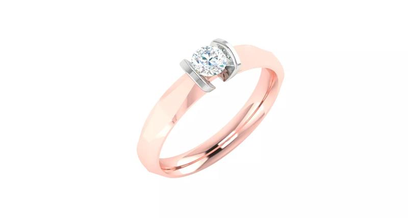 Modern Geometric Rose Gold Diamond Ring