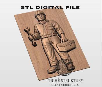 Mechanic – Industrial Bas Relief – 3D STL Model