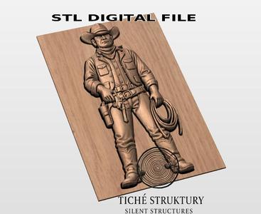 Cowboy – Western Bas Relief – 3D STL Model