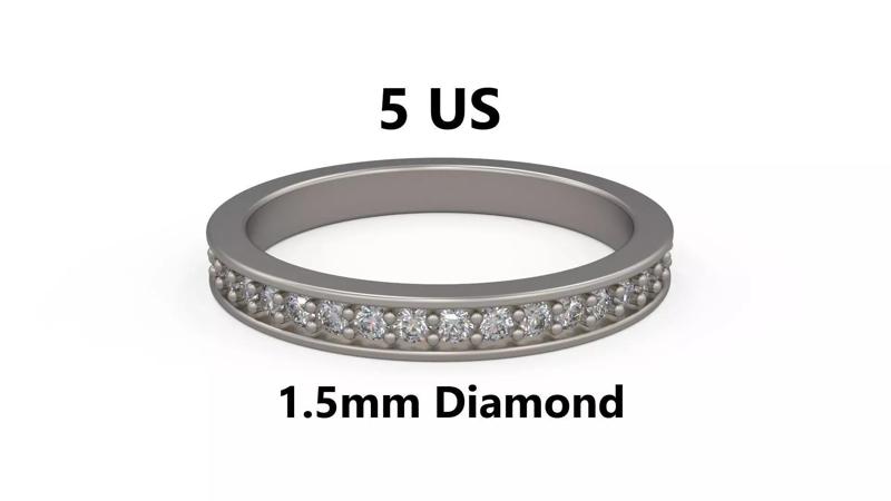 Model 1222 Eternity Band Ring 5 US Size 1point5mm Diamond