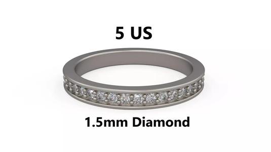 Model 1222 Eternity Band Ring 5 US Size 1point5mm Diamond