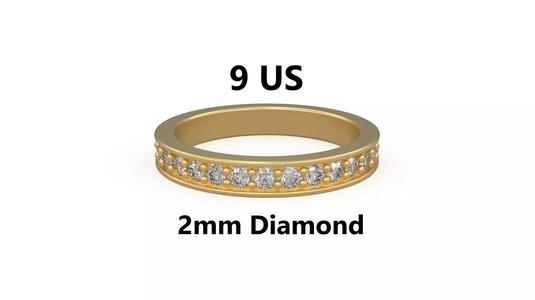 Model 1218 Eternity Diamond Band Ring 9 US Size 2mm Diamond