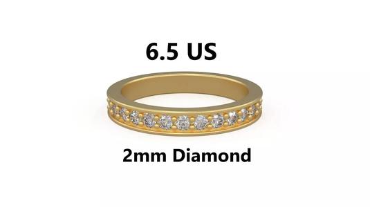 Model 1213 Eternity Diamond Band Ring 6 and half US Size 2mm Dia