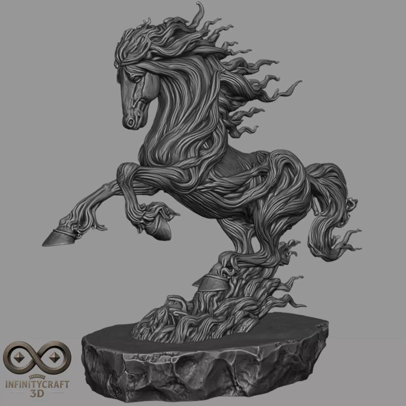 Inferno Stallion  Fantasy Horse 3D Printable Statue