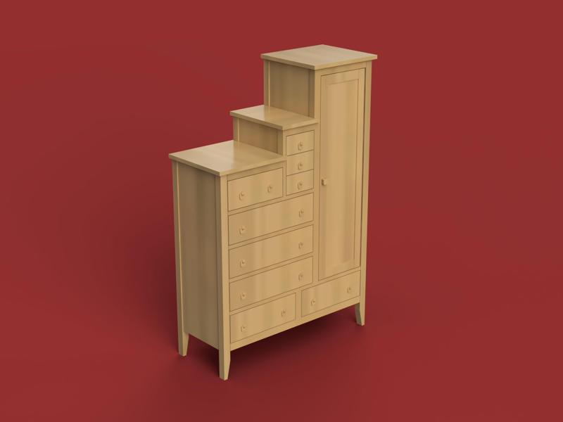 Elegant Dollhouse Armoire 3D STL Files – 1:12 Scale Classic Cabinet with Doors & Drawers – Commercial License for 3D Printing**