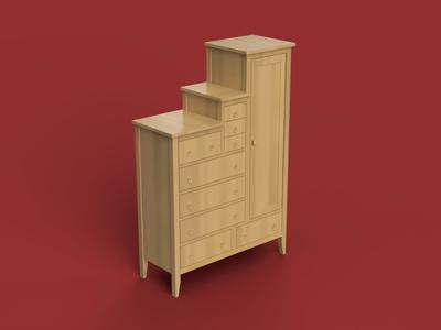 Elegant Dollhouse Armoire 3D STL Files – 1:12 Scale Classic Cabinet with Doors & Drawers – Commercial License for 3D Printing**