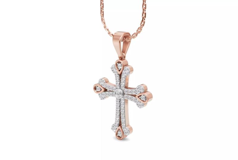Cross Pendant Necklace with Diamond - 3D Printable CAD Module