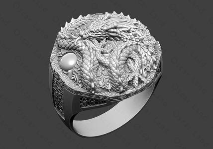 Dragon ring or serpent monster Draconian Beast demon wyvern