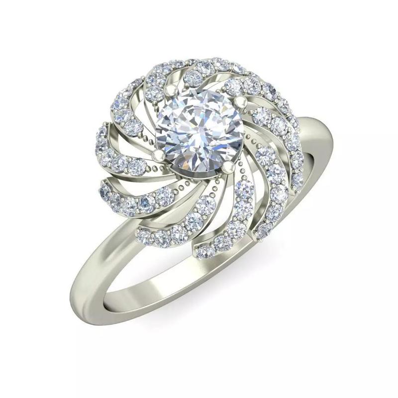 Elegant Oval Diamond Flower Inspired Ring