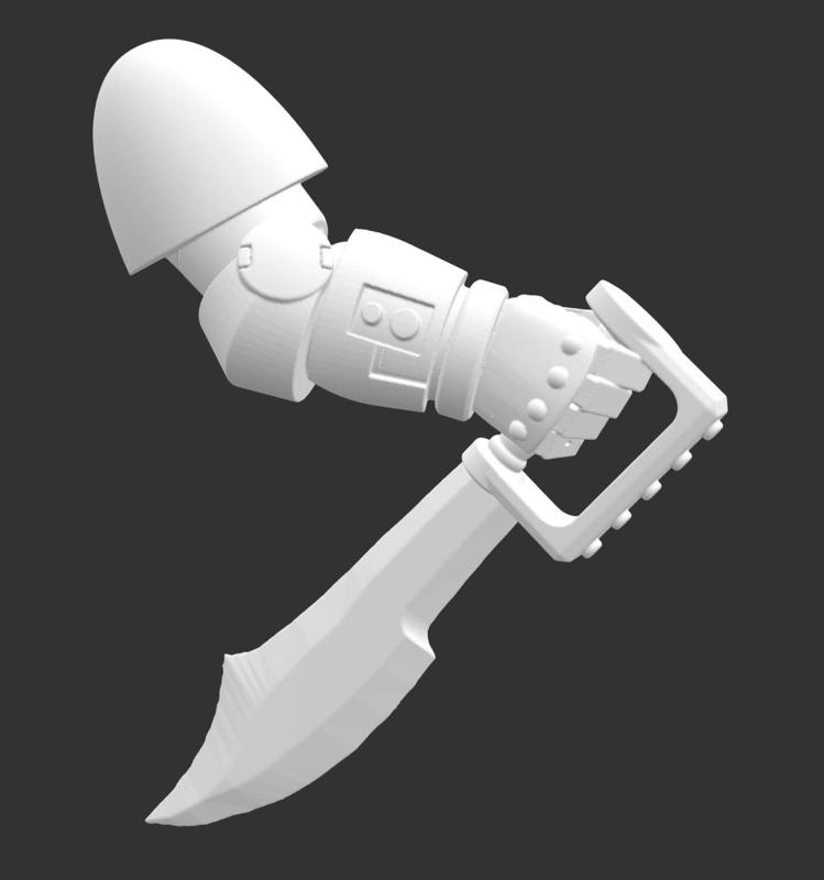 warhammer 40k minotaur arm with spartan sword (kopis)